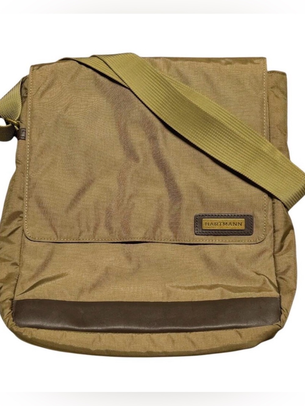 Vintage Hartmann Army Olive Green Brown Canvas Messenger Bag